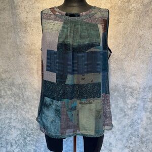 🪩 Christopher & Banks Multicolor Patchwork Blouse - Medium